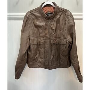 Brown Leather Bomber Jacket Men's Size 46 Korea Vtg 70s The American Male Brown